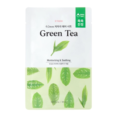 Etude House - 0.2mm Therapy Air Mask - Green Tea - Очищающая и смягчающая маска с экстрактом зеленого чая - 20ml