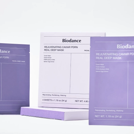 Biodance - Rejuvenating Caviar PDRN Real Deep Mask - Набір колагенових масок для обличчя з PDRN - 4шт/34g