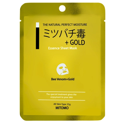 Mitomo - Bee Venom + Gold Essence Mask - Маска с золотом и пчелиным ядом - 1шт/25g