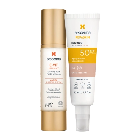 sesderma - C-VIT Radiance + Repaskin Silk Touch Color SPF50 - Набір косметики для обличчя - 50ml+50ml