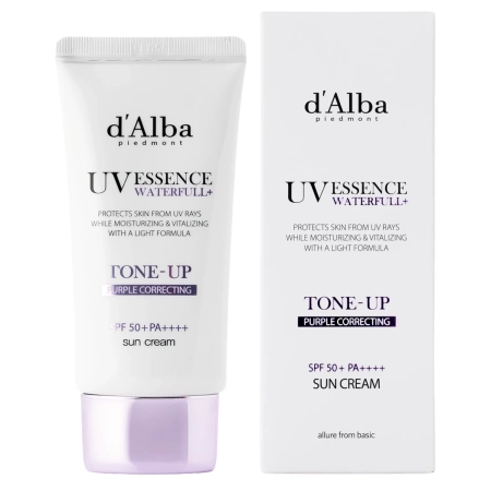 d'Alba - Waterfull Tone-Up Sun Cream SPF50+ PA++++ - Purple - Тонувальний сонцезахисний крем для обличчя - 50ml