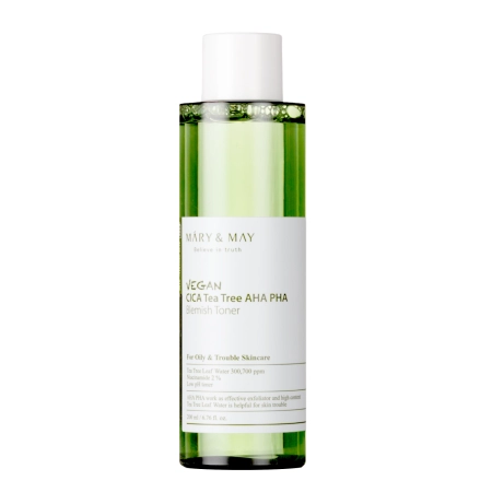 Mary&May - Vegan CICA Tea Tree AHA PHA Toner - Веганський тонік з кислотами - 200ml