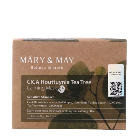 Mary&May - Cica Houttuynia Tea Tree Calming Mask - Набір заспокійливих тканинних масок для обличчя - 30шт
