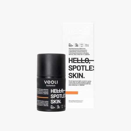 Veoli Botanica - Hello, Spotless Skin - Легкий солнцезащитный крем против фотостарения SPF 50+, UVA, UVB, PA++++, HEV/IR - 50ml