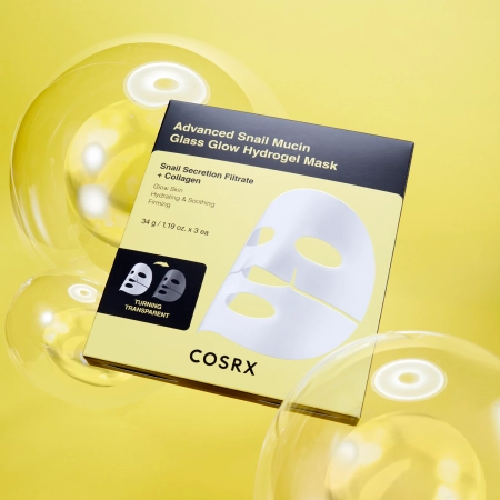 COSRX - Advanced Snail Mucin Glass Glow Hydrogel Mask - Набор гидрогелевых масок со слизью улитки - 34gx3шт.