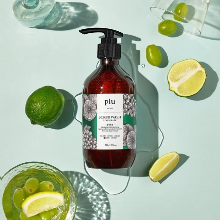 plu - Scrub Wash - Отшелушивающий гель для душа - Lime Grape - 500g