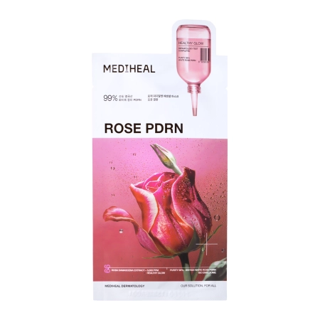 Mediheal - Rose PDRN Essential Mask Healthy Glow - Тканевая маска для лица, сужающая поры - 1шт/24ml