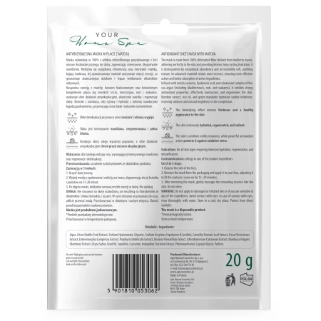 Apis - Antioxidant Sheet Mask With Matcha - Антиоксидантна тканинна маска для обличчя з матчею - 20g