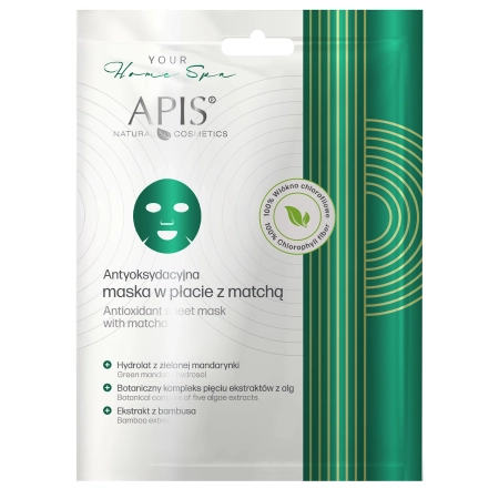 Apis - Antioxidant Sheet Mask With Matcha - Антиоксидантна тканинна маска для обличчя з матчею - 20g