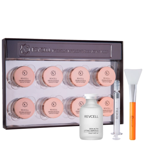 REVCELL - Premium Intensive Skin Activ Fiber Set - Зміцнювальний та зволожувальний набір для обличчя - Нитки + ампула - 8шт + 55ml