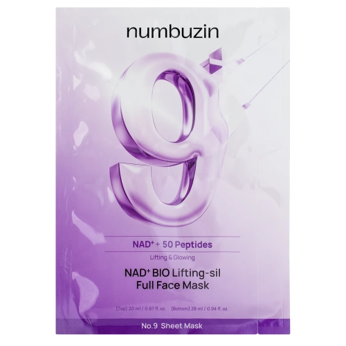 Numbuzin - No.9 NAD Bio Lifting Full Cover Facial Mask - Лифтинговая маска для лица с коэнзимом NAD - 26ml