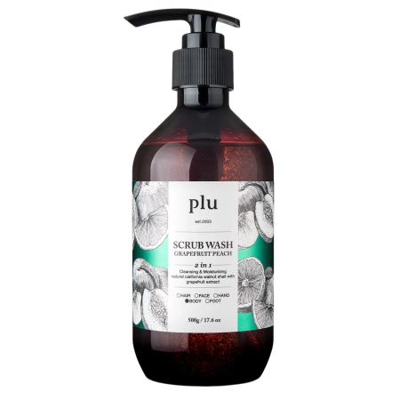 plu - Scrub Wash - Отшелушивающий гель для душа - Grapefruit Peach - 500g