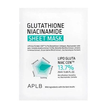APLB - Glutathione Niacinamide Sheet Mask - Освітлювальна тканинна маска для обличчя - 1шт./25ml