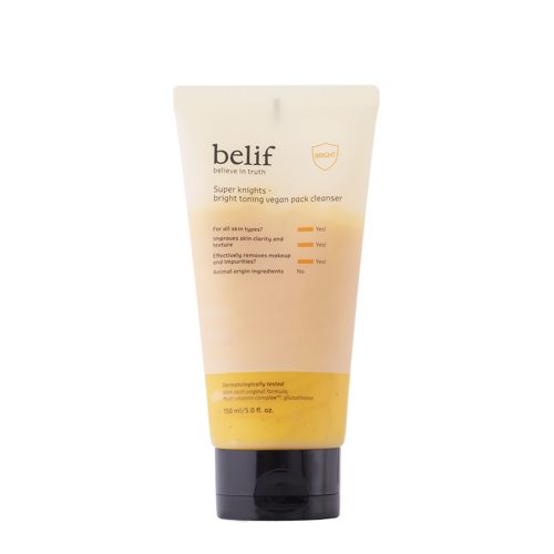 Belif - Super Knights Bright Toning Vegan Pack Cleanser - Освітлювальна пінка для вмивання обличчя - 150ml