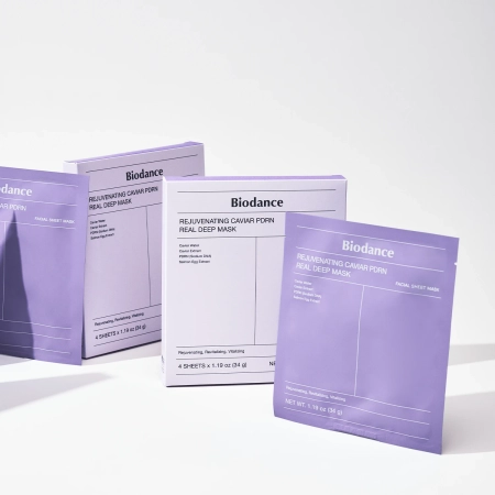 Biodance - Rejuvenating Caviar PDRN Real Deep Mask - Набір колагенових масок для обличчя з PDRN - 4шт/34g