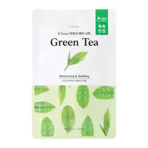 Etude House - 0.2mm Therapy Air Mask - Green Tea - Очищающая и смягчающая маска с экстрактом зеленого чая - 20ml