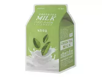 A'pieu - Тканевая маска для лица с экстрактом зеленого чая - Milk One Pack - Green Tea Milk - 21g
