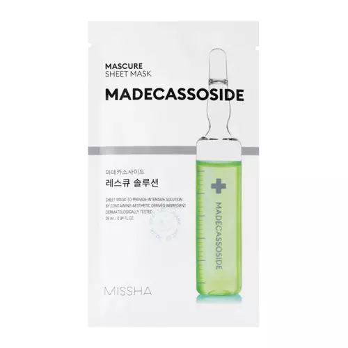 Missha - Mascure Rescue Solution Sheet Mask - Madecassoside - Успокаивающая тканевая маска с мадекассосидом - 28ml