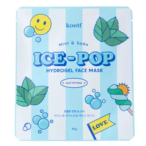 Petitfee - Koelf Mint & Soda ICE-POP Hydrogel Mask - Матирующая гидрогелевая маска для лица - 30g
