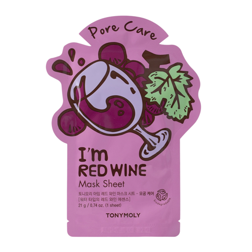 TonyMoly - I'm Real Red Wine Mask Sheet Pore Care - Омолаживающая тканевая маска с экстрактом вина - 1шт./21ml