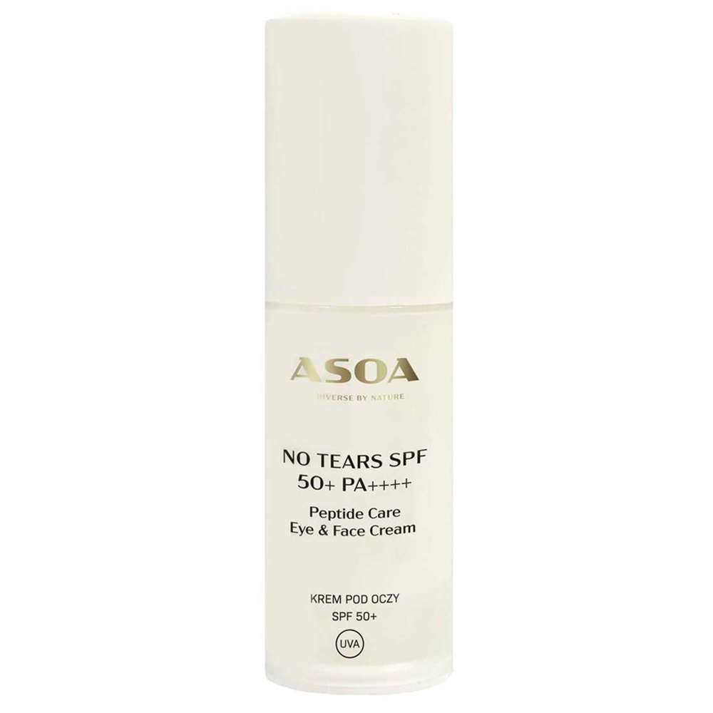 Asoa - No Tears SPF 50+ PA++++ - Peptide Care Eye & Face Cream - Крем с пептидами для кожи лица и вокруг глаз - 30ml