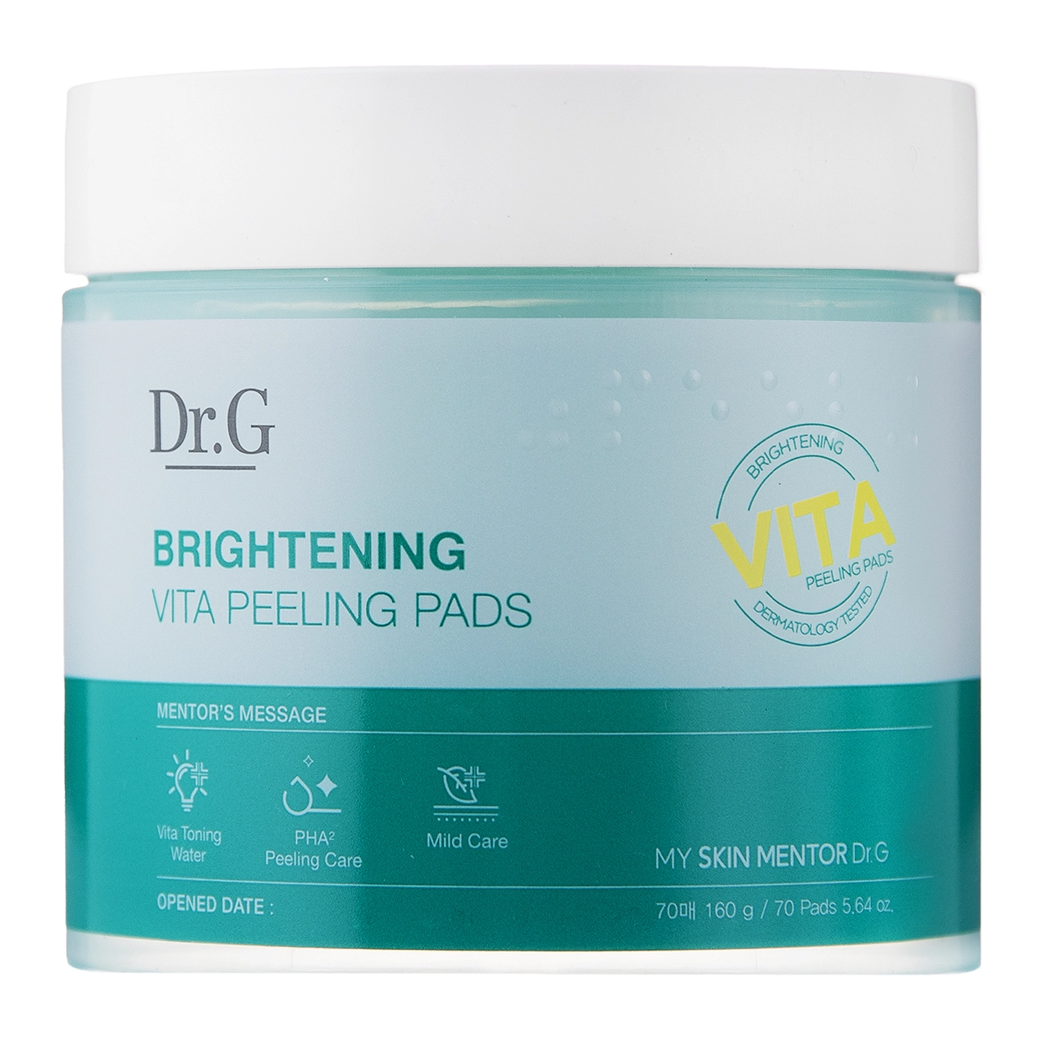 Dr.G - Brightening Vita Peeling Pads - Осветляюще-отшелушивающие пэды для лица -160g/70шт.