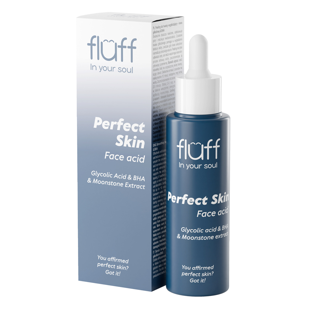 Fluff - Perfect Skin - Face Acid - Разглаживающий пилинг для лица - Гликолевая кислота & BHA - 40ml