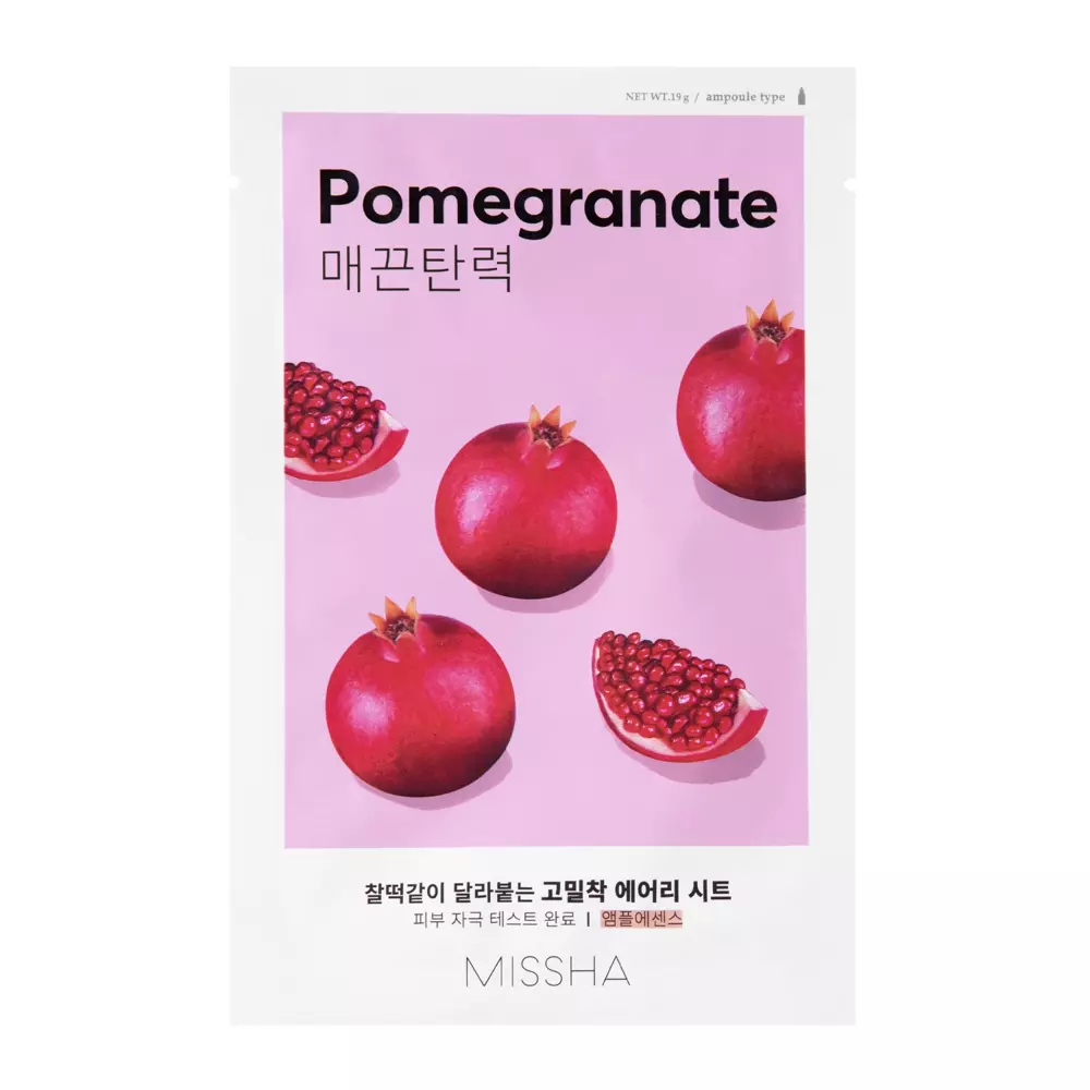 Missha - Airy Fit Sheet Mask - Pomegranate - Подтягивающая тканевая маска с экстрактом граната - 19g