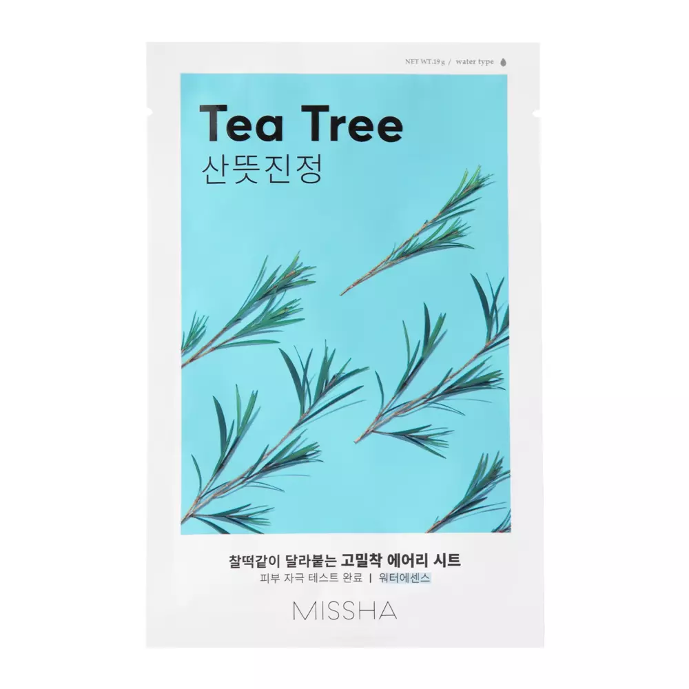 Missha - Airy Fit Sheet Mask - Tea Tree - Успокаивающая тканевая маска с маслом чайного дерева - 19g