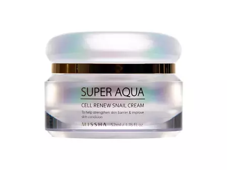Missha Super Aqua Cell Renew Snail Cream - Восстанавливающий крем для лица со слизью улитки и растительными стволовыми клетками