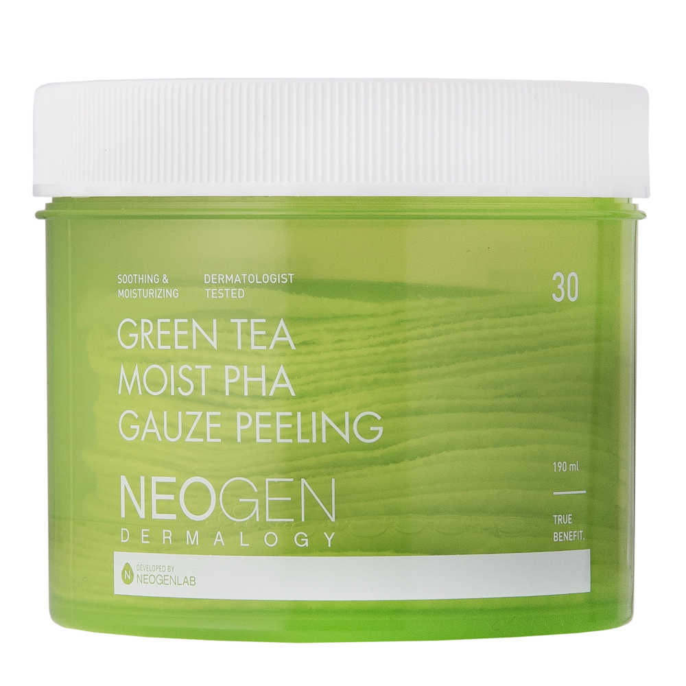 Neogen - Green Tea Moist PHA Gauze Peeling - Пилинг-пэды с кислотами и зеленым чаем - 30шт./190ml