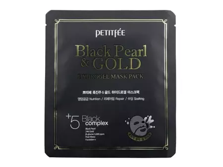 PETITFEE - Black Pearl & Gold Hydrogel Mask Pack -  Гидрогелевая маска для лица
