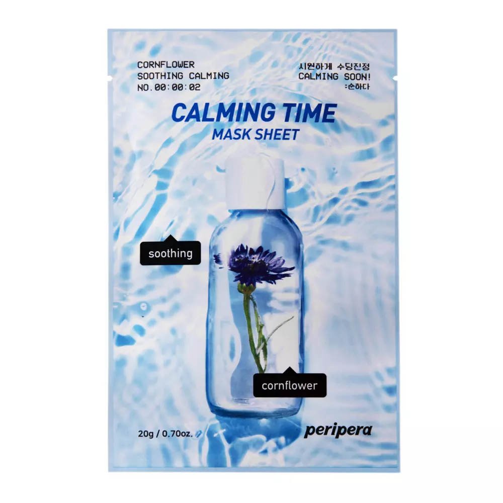 Peripera - Calming Time Mask Sheet Cornflower Soothing Calming - Успокаивающая тканевая маска с экстрактом василька - 20g