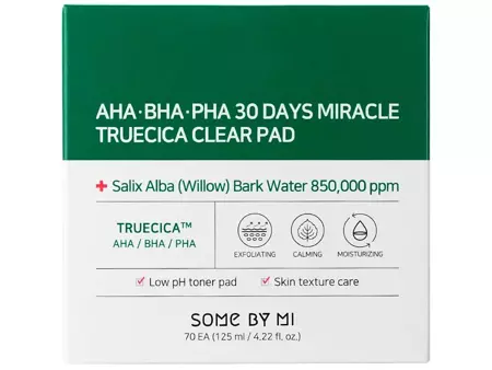 Some By Mi - AHA BHA PHA 30 Days Miracle Truecica Clear Pad - Пилинг-диски для проблемной кожи - 70 шт.