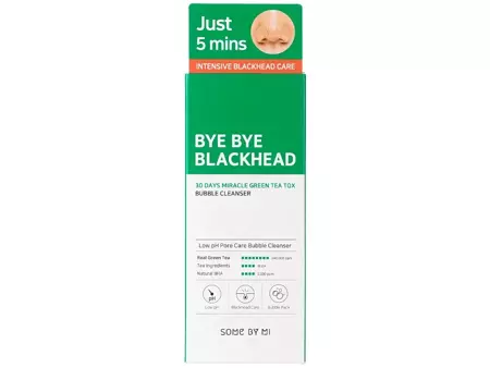 Some By Mi - Bye Bye Blackhead 30 Days Miracle Green Tea Tox Bubble Cleanser - Пенка для умывания с экстрактом зеленого чая - 120ml
