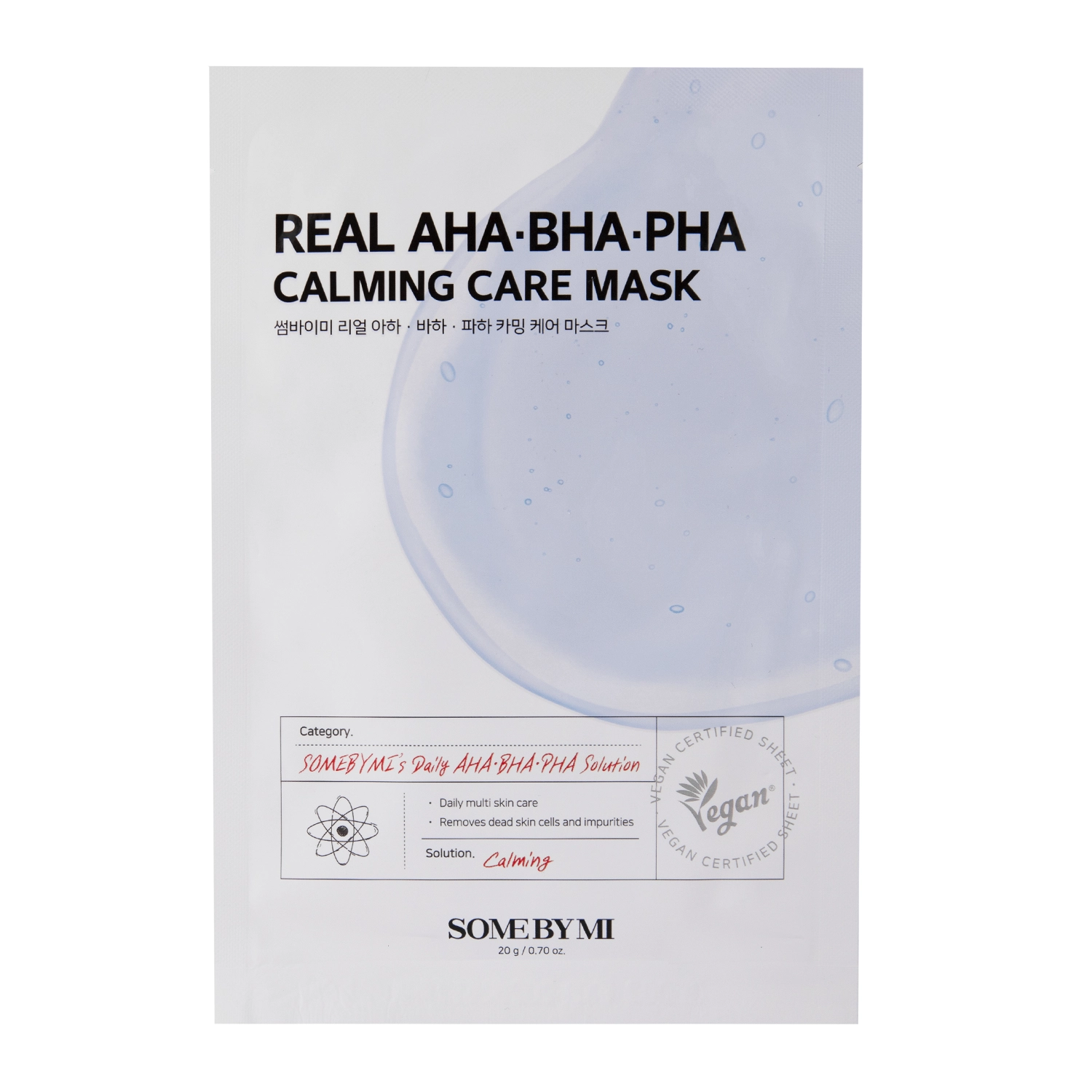 Some By Mi - Успокаивающая тканевая маска с кислотами - Real AHA BHA PHA Calming Care Mask - 20g