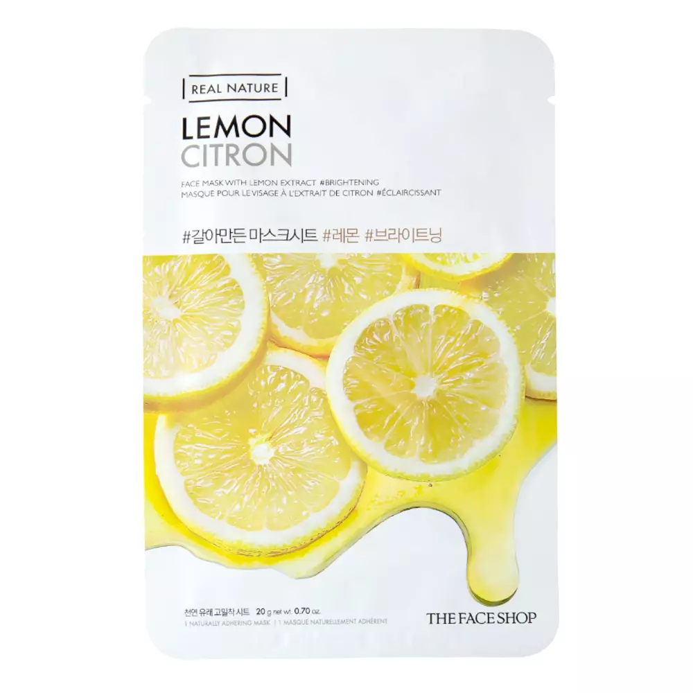 The Face Shop - Natural Mask - Lemon - Осветляющая тканевая маска для лица с экстрактом лимона - 20g