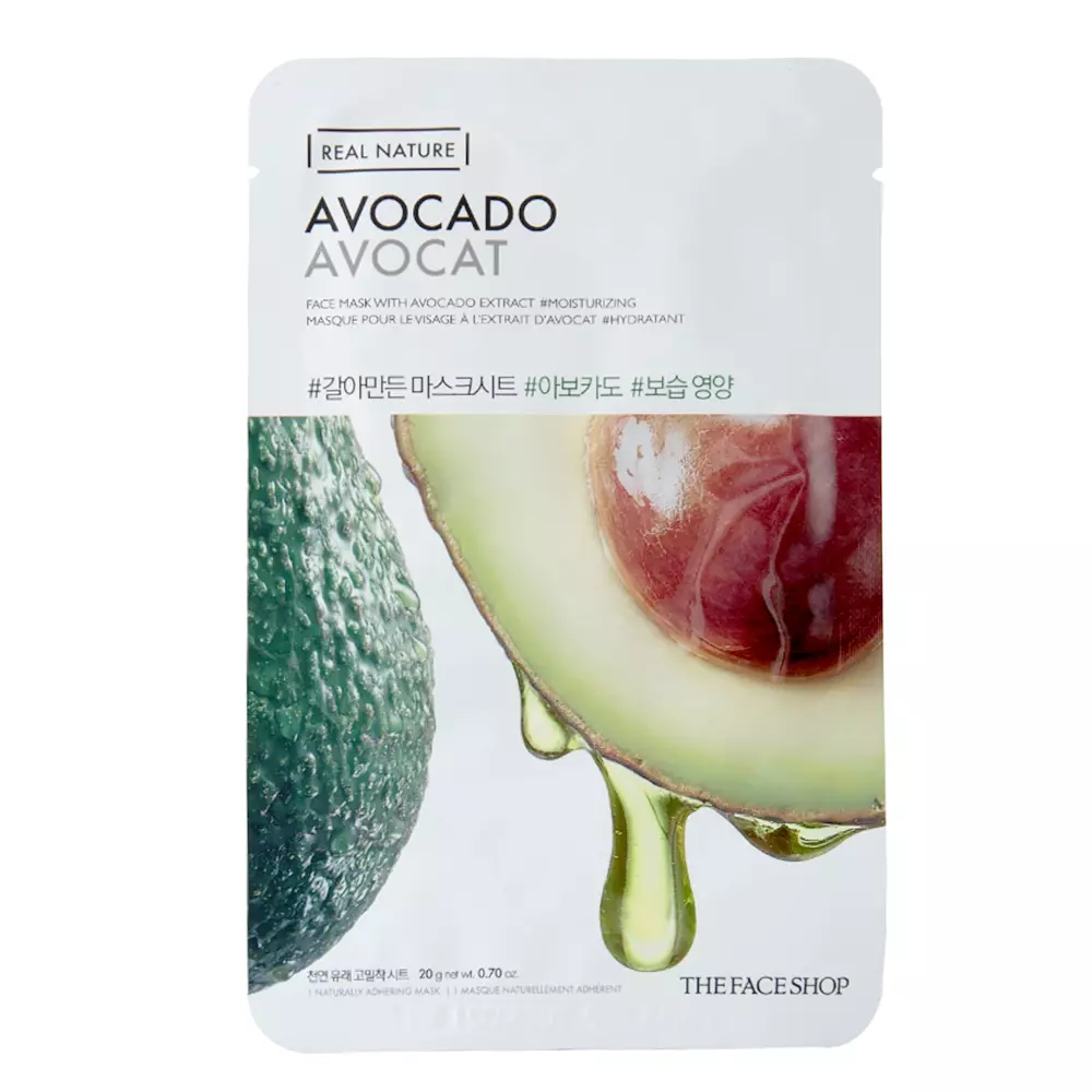 The Face Shop - Real Nature Face Mask - Avocado - Увлажняющая и питательная тканевая маска для лица с авокадо - 20g