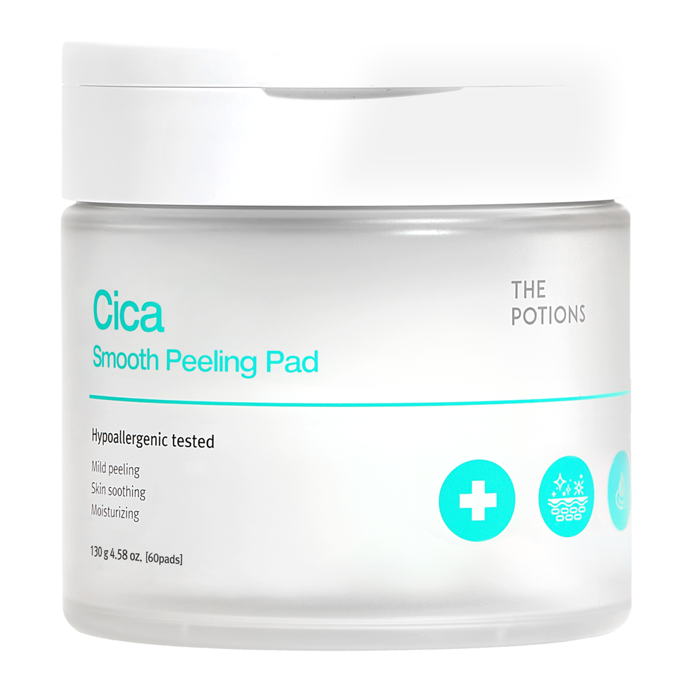 The Potions - Cica Smooth Peeling Pad - Отшелушивающие пэды для лица с кислотами PHA - 60шт./130g