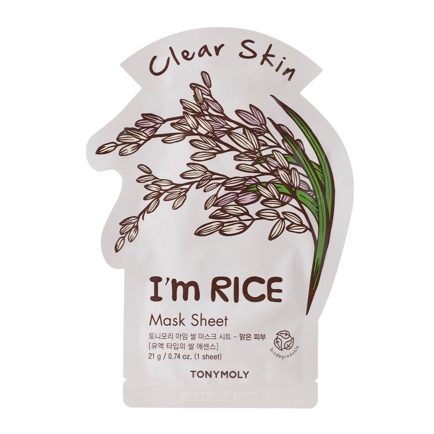 TonyMoly - I'm Real Rice Mask Sheet Clear Skin - Успокаивающая тканевая маска с экстрактом риса - 1шт./21ml