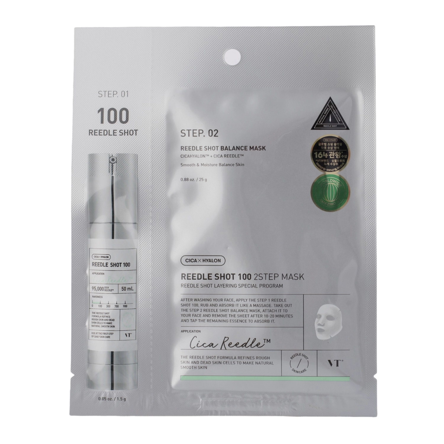 VT Cosmetics - Reedle Shot 100 2Step Mask - Укрепляющая тканевая маска для лица - 1,5g+25g