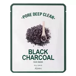 A'pieu - Очищувальна маска з активованим вугіллям - Pore Deep Clear Black Charcoal Sheet Mask - 15g