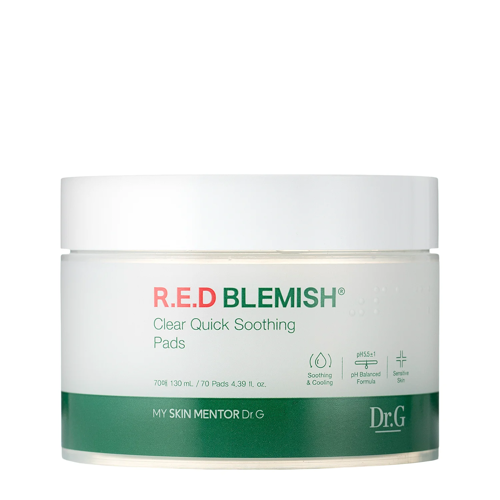 Dr.G - Red Blemish Clear Quick Soothing Pads - Заспокійливі педи для обличчя - 70шт.