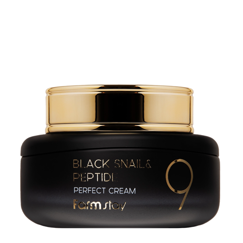 Farmstay - Black Snail & Peptide 9 Perfect Cream - Відновлювальний крем з пептидами та слизом равлика - 55ml