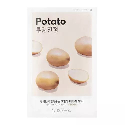 Missha - Airy Fit Sheet Mask - Potato - Заспокійлива та освітлювальна тканинна маска з екстрактом картоплі - 19g