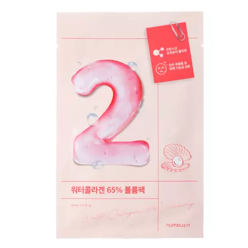 Numbuzin - No.2 - Тканинна маска для обличчя з колагеном - Water Collagen 65% Voluming Sheet Mask - 33g