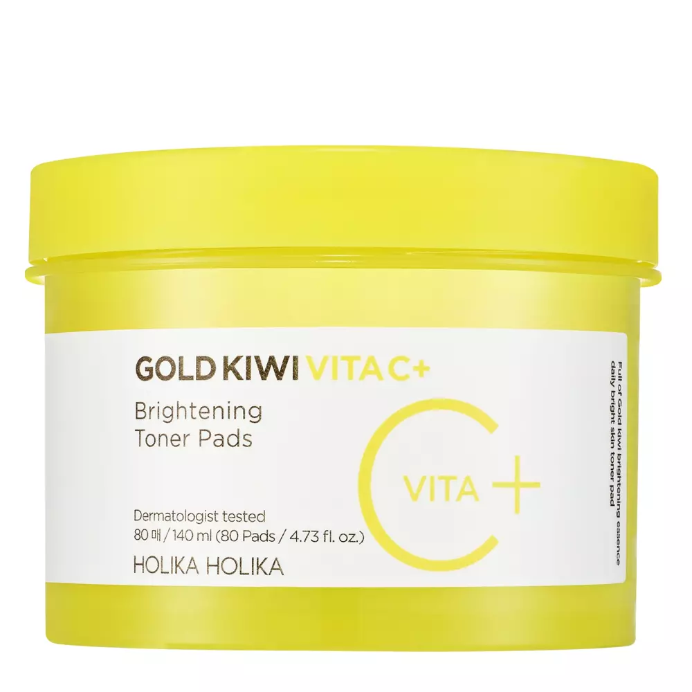  Holika Holika - Gold Kiwi Vita C Plus Brightening Toner Pad - Освітлювальні педи для обличчя - 80 шт.