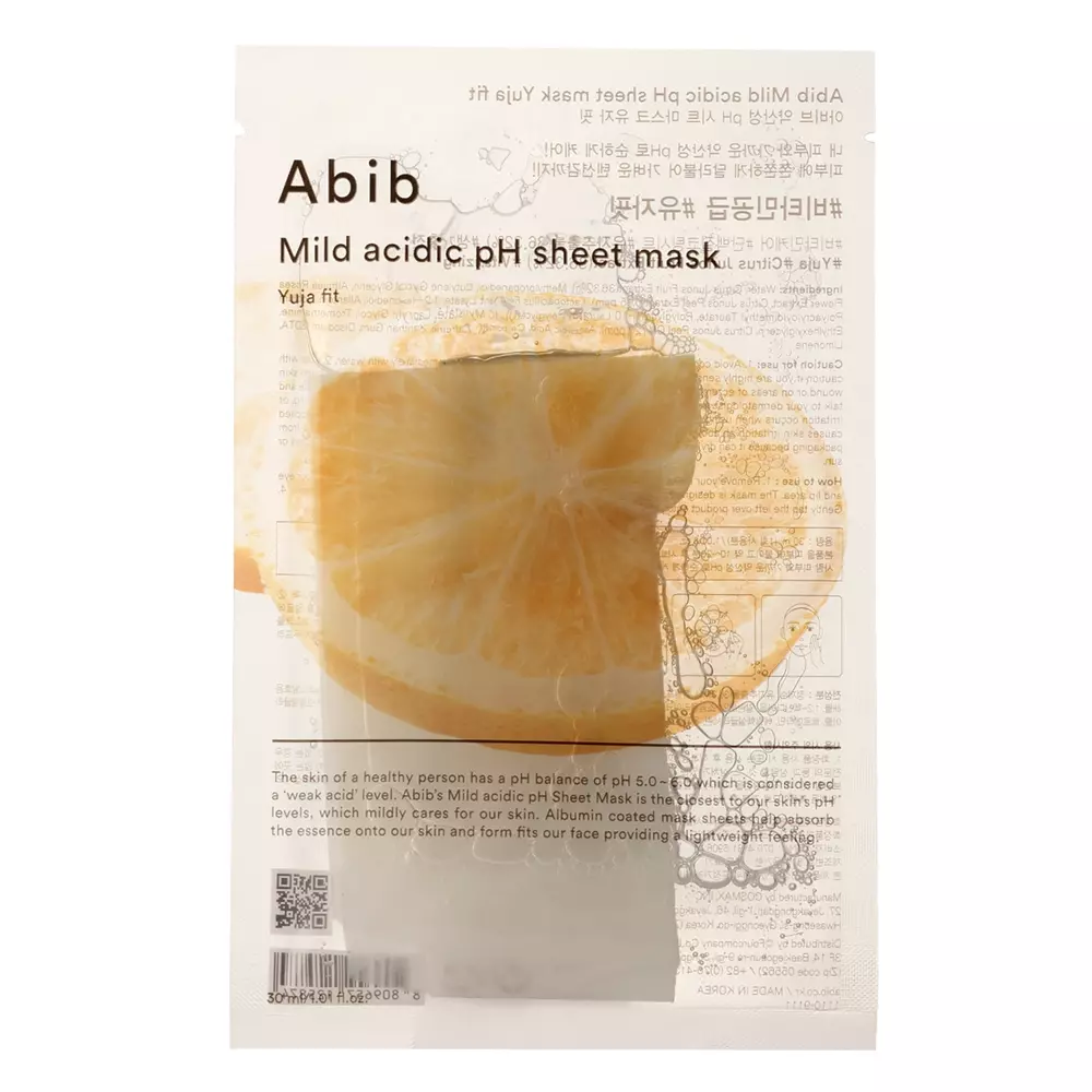 Abib - Mild Acidic pH Sheet Mask Yuja Fit - Відновлювальна тканинна маска для обличчя - 30ml