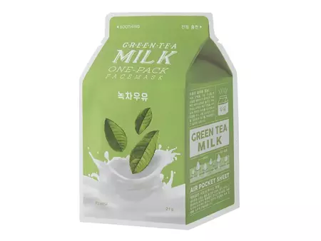 A'pieu - Тканинна маска для обличчя з екстрактом зеленого чаю - Milk One Pack - Green Tea Milk - 21g