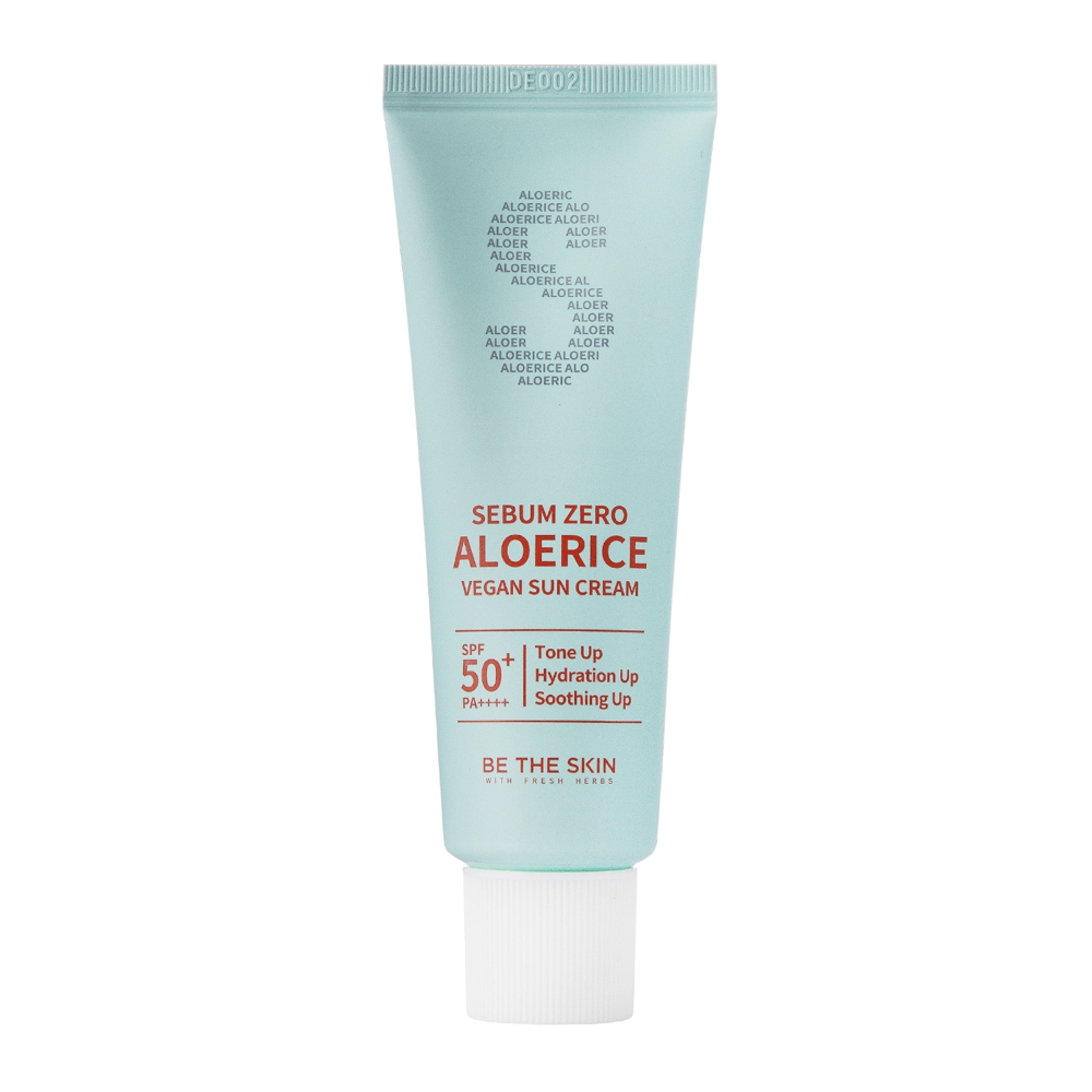 Be The Skin - Sebum Zero Aloerice Vegan Sun Cream SPF 50+ PA++++ - Заспокійливий сонцезахисний крем - 50ml